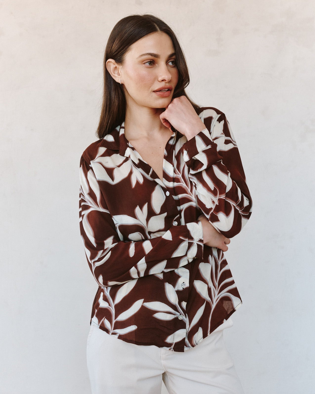 Bella Dahl Classic Button Down - Botanical Blur Print