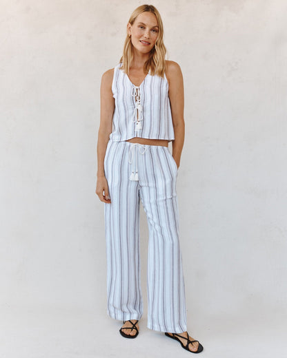 Bella Dahl Sleeveless Tie Front Top - Rosewood Stripe