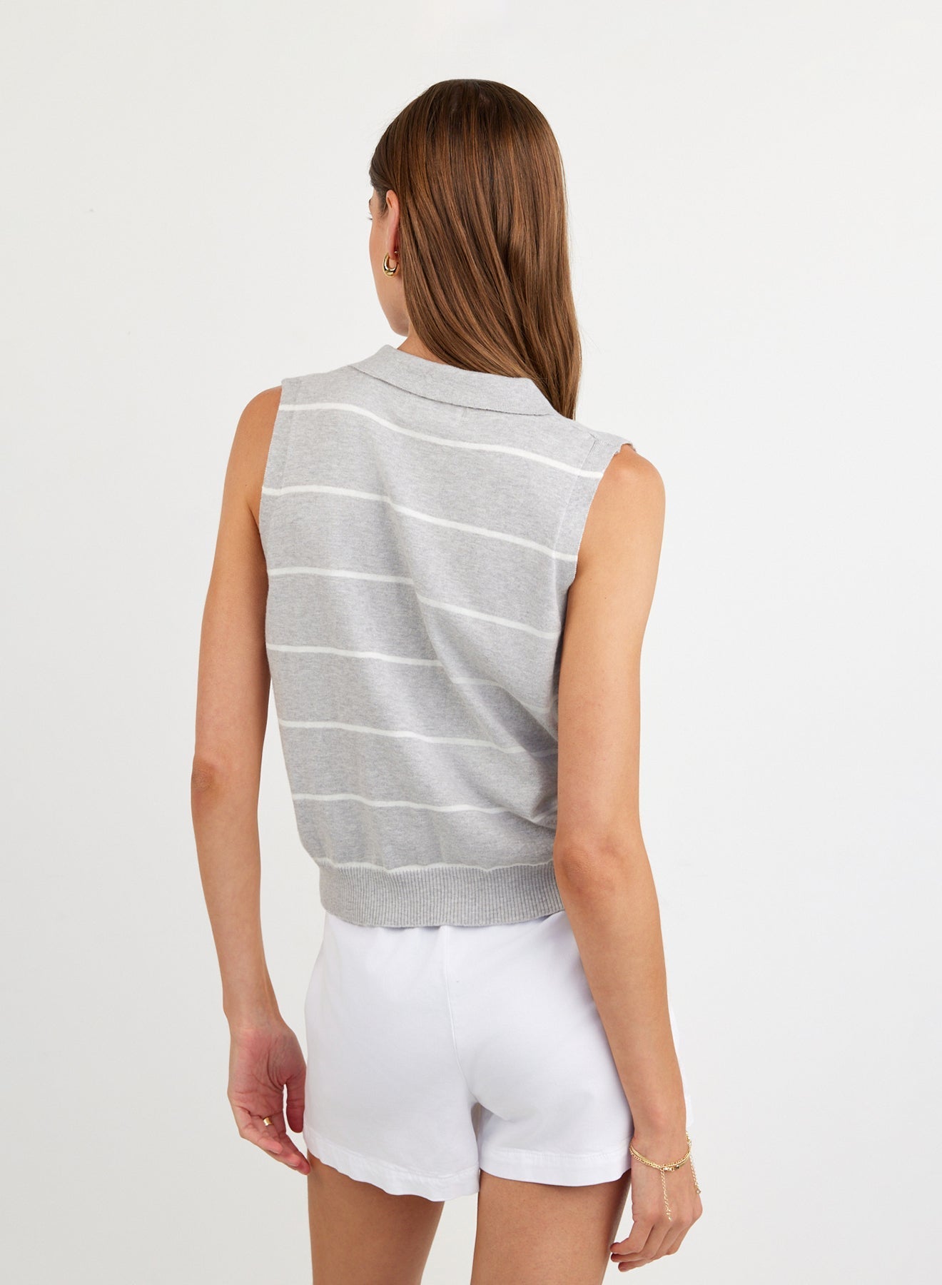 Bella Dahl Sleeveless Placket Pullover - Sea Mist Stripe