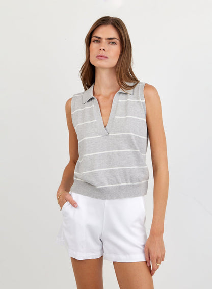 Bella Dahl Sleeveless Placket Pullover - Sea Mist Stripe