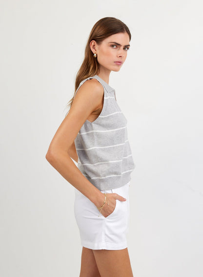 Bella Dahl Sleeveless Placket Pullover - Sea Mist Stripe