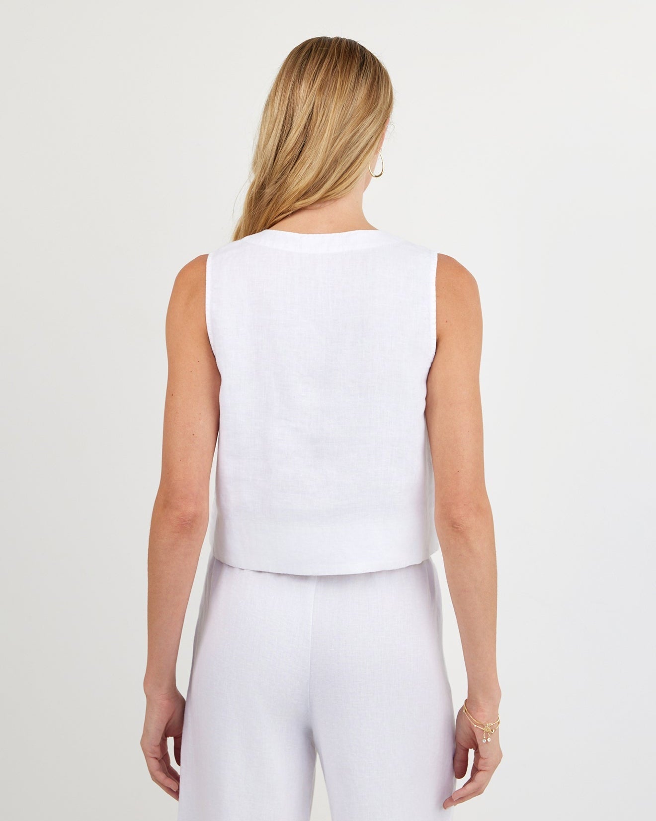Bella Dahl Sleeveless Half Placket Top - White