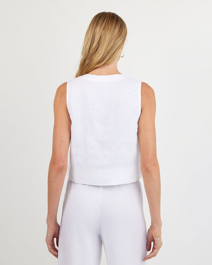 Bella Dahl Sleeveless Half Placket Top - White