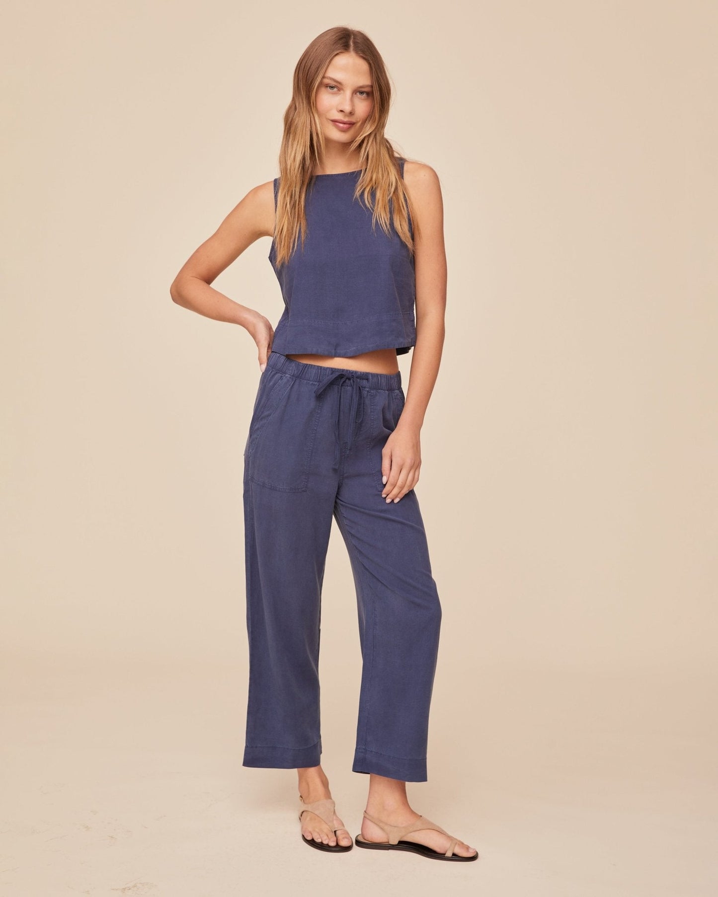Bella Dahl Sleeveless Boat Neck Split Back - Midnight Surf