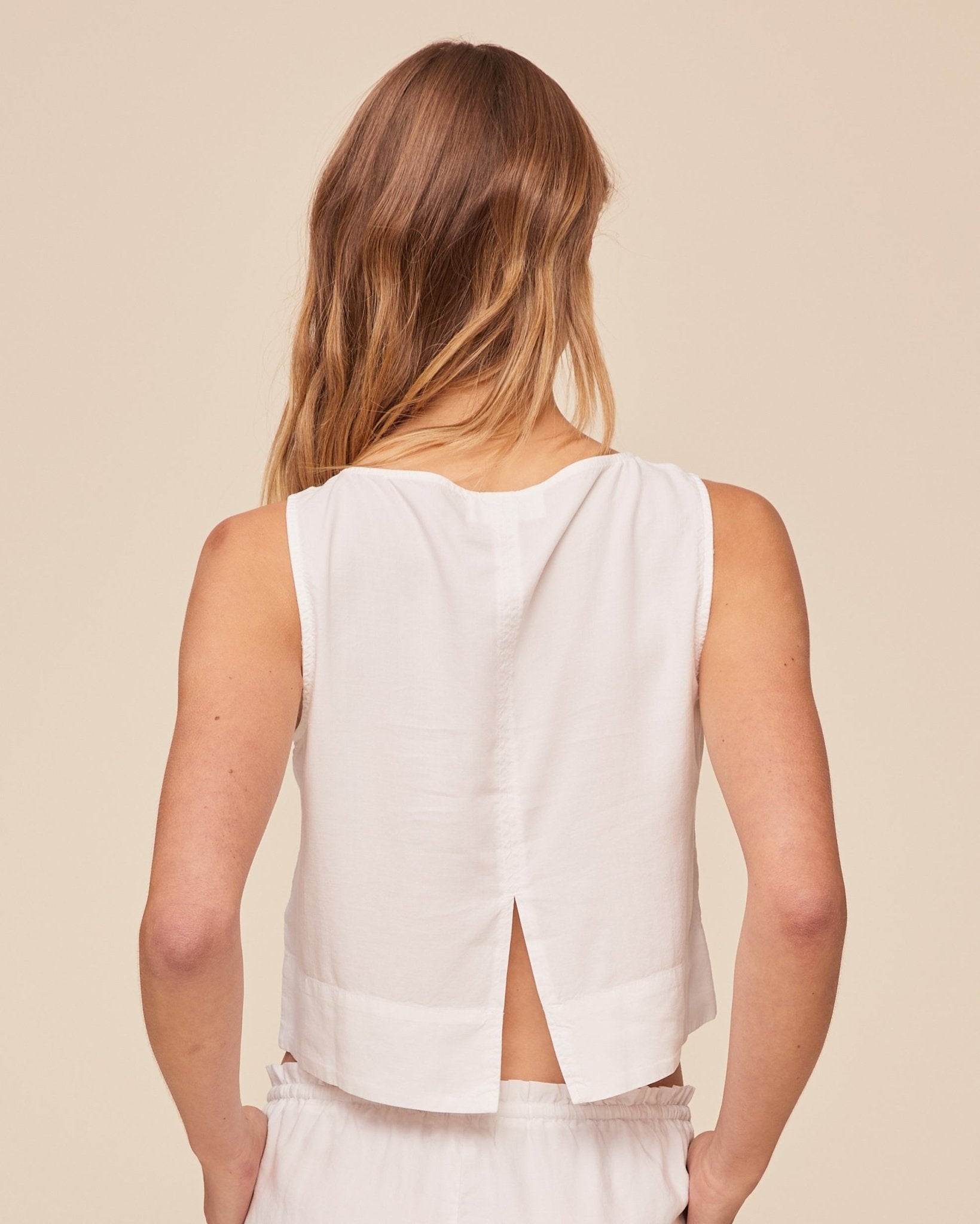 Bella Dahl Sleeveless Boat Neck Split Back - White