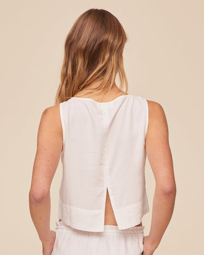 Bella Dahl Sleeveless Boat Neck Split Back - White