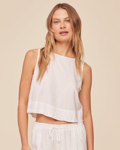 Bella Dahl Sleeveless Boat Neck Split Back - White