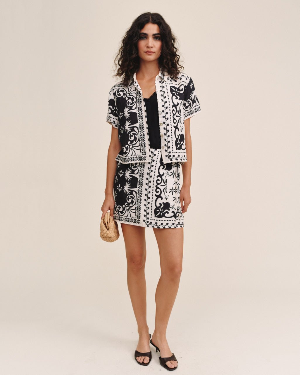Bella Dahl Bandana Short Sleeve Camp Shirt - Tropical Bandana Print