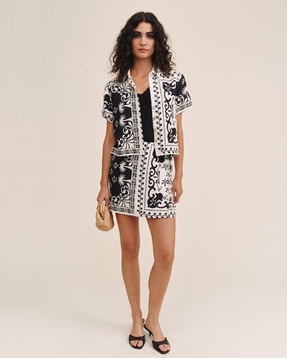 Bella Dahl Bandana Short Sleeve Camp Shirt - Tropical Bandana Print