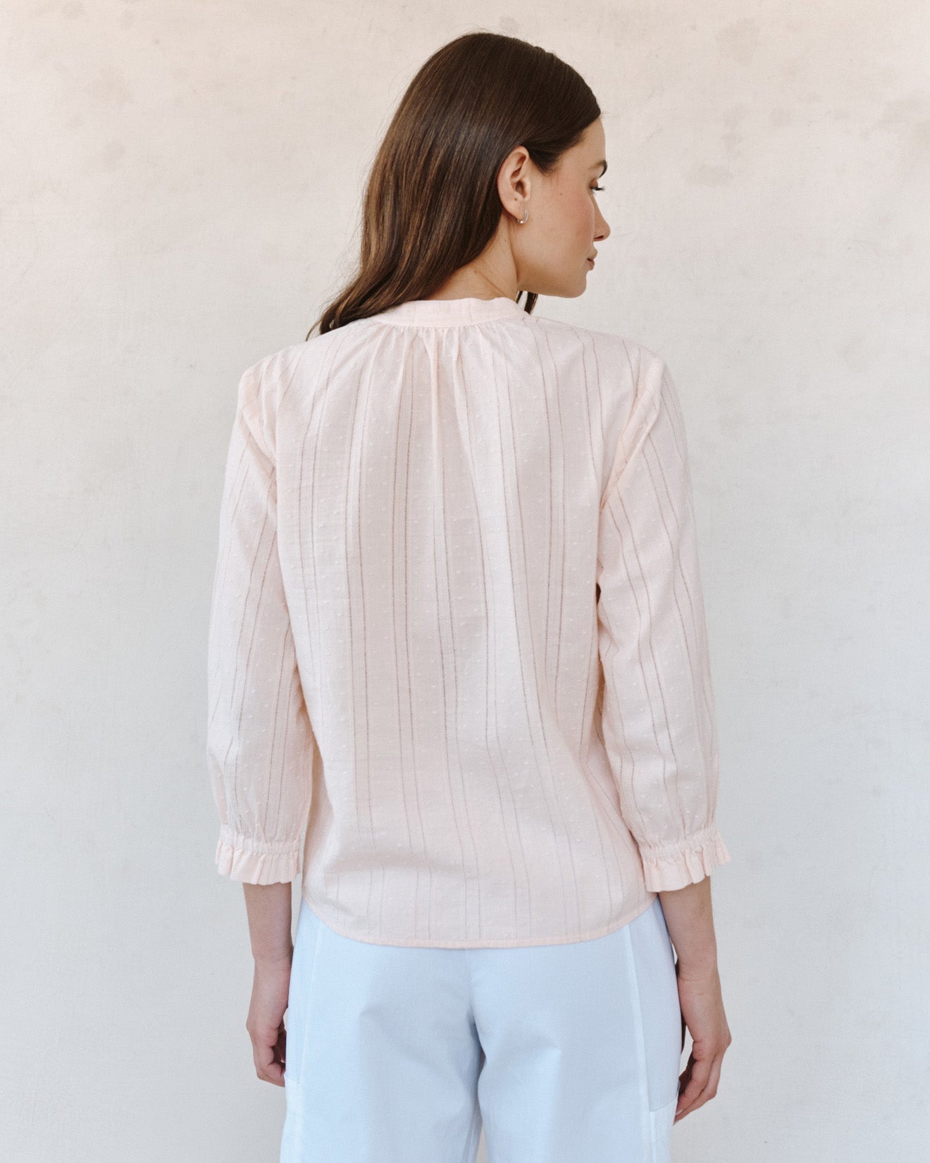 Bella Dahl 3/4 Sleeve Tie Neck Blouse - Pink Opal