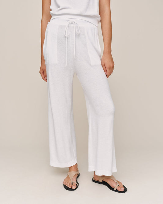 Bella Dahl Terry Crop Wide Leg Pant - White