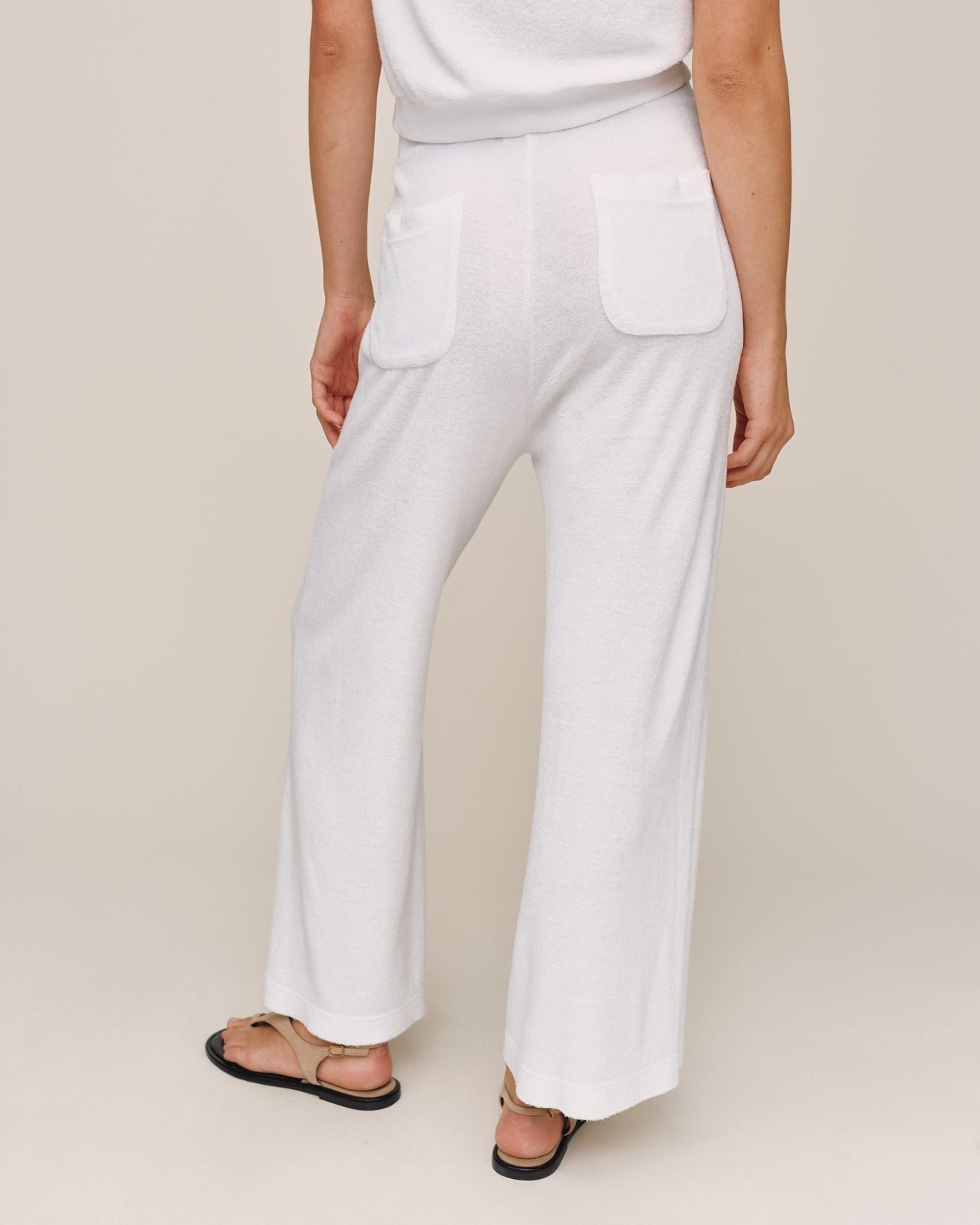Bella Dahl Terry Crop Wide Leg Pant - White
