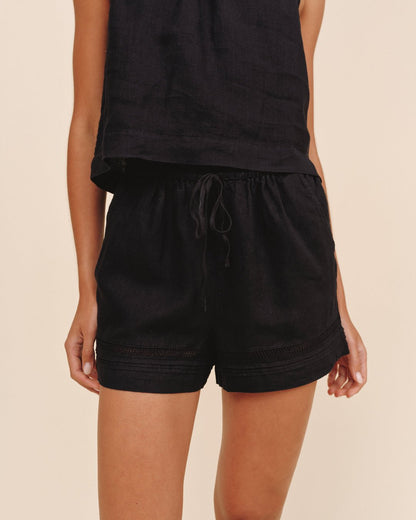 Bella Dahl Lattice Pintuck Short - Black