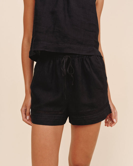 Bella Dahl Lattice Pintuck Short - Black
