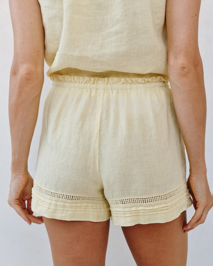 Bella Dahl Lattice Pintuck Short - Lemon Drop