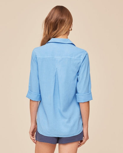 Bella Dahl Shirt Tail Button Down - Tidal Blue