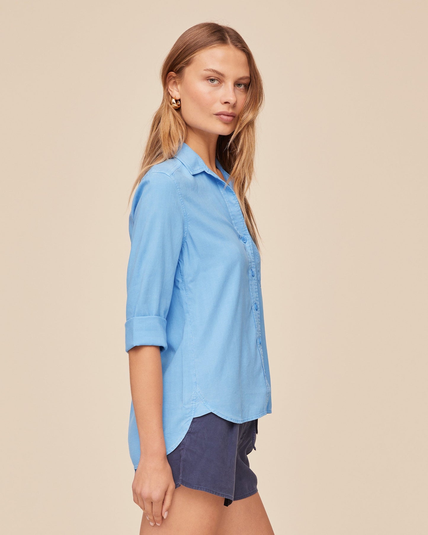 Bella Dahl Shirt Tail Button Down - Tidal Blue