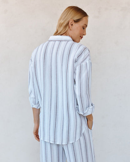Bella Dahl Oversized Clean Shirt - Rosewood Stripe