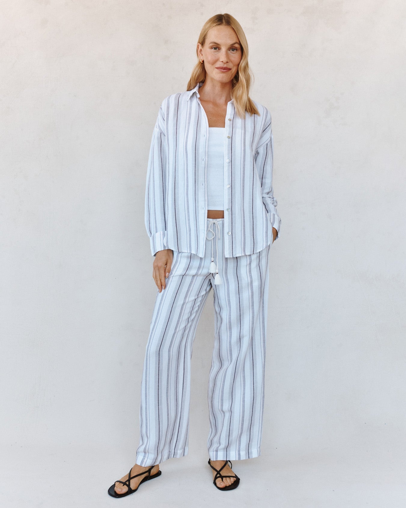 Bella Dahl Oversized Clean Shirt - Rosewood Stripe