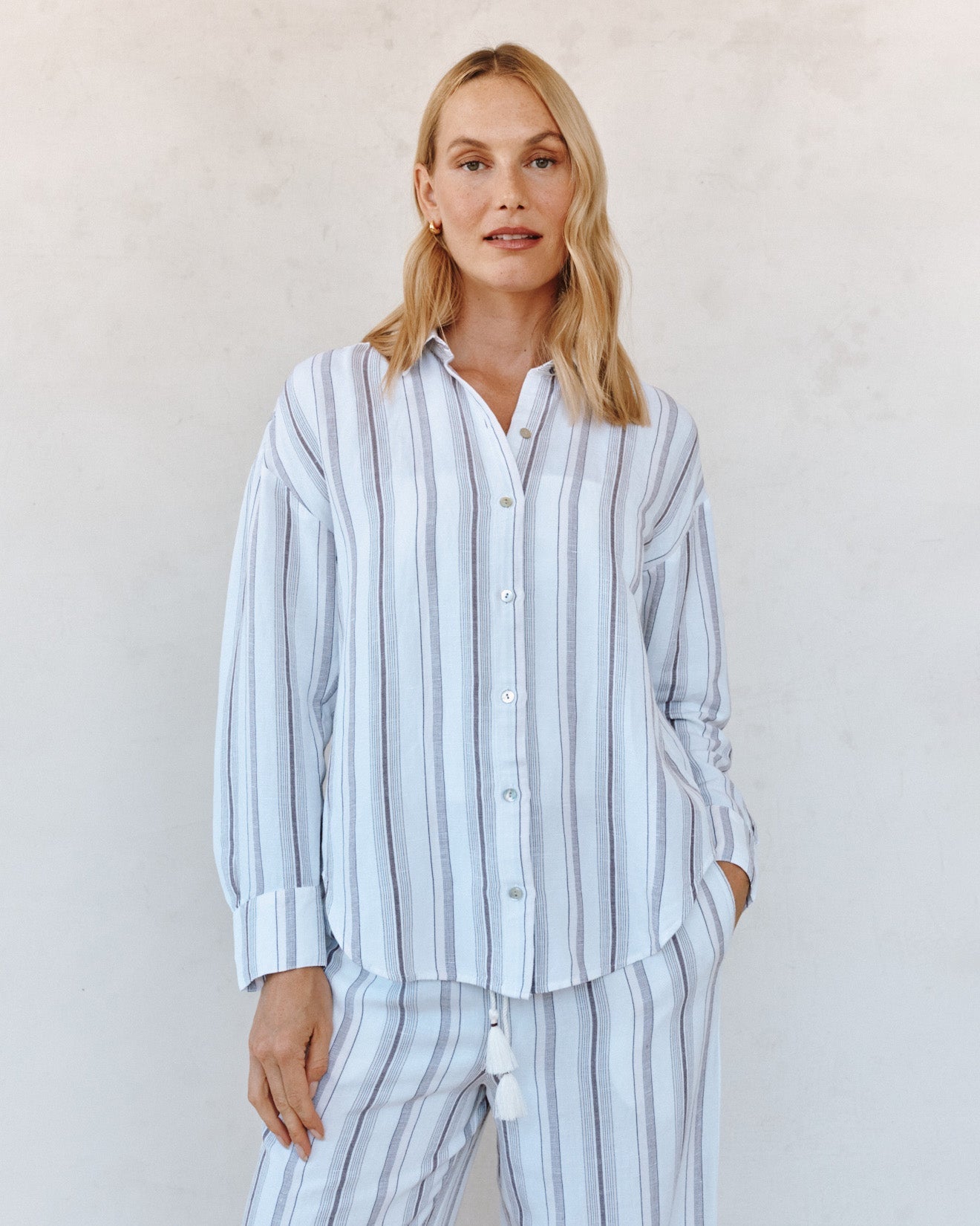 Bella Dahl Oversized Clean Shirt - Rosewood Stripe