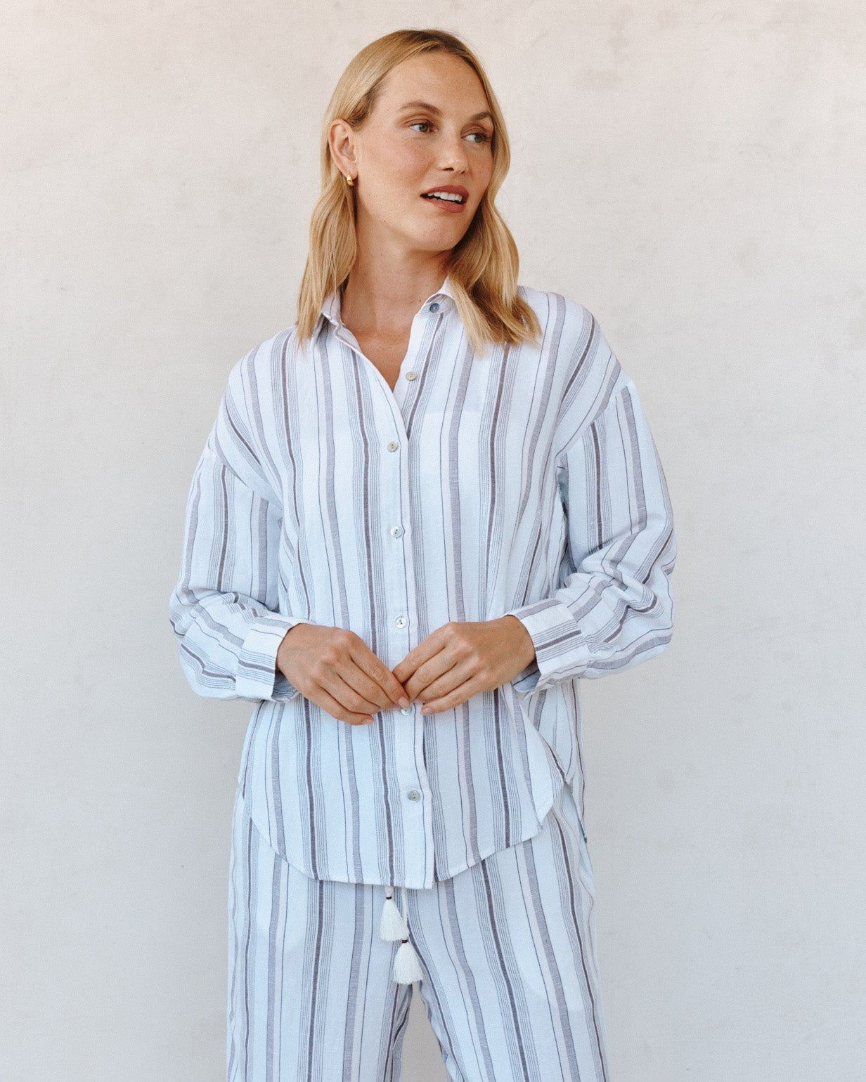 Bella Dahl Oversized Clean Shirt - Rosewood Stripe