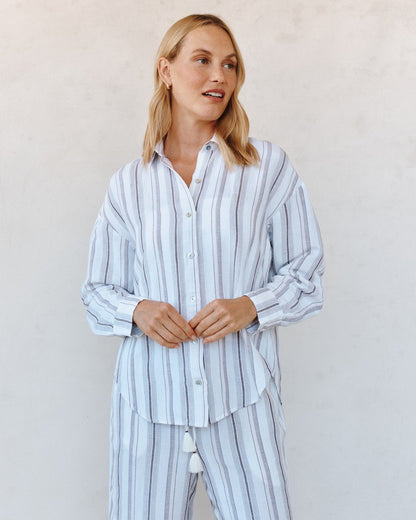 Bella Dahl Oversized Clean Shirt - Rosewood Stripe