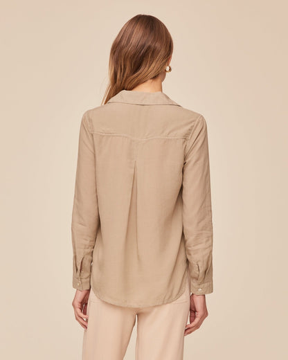 Bella Dahl Classic Rib Button Down Shirt - Misty Fern