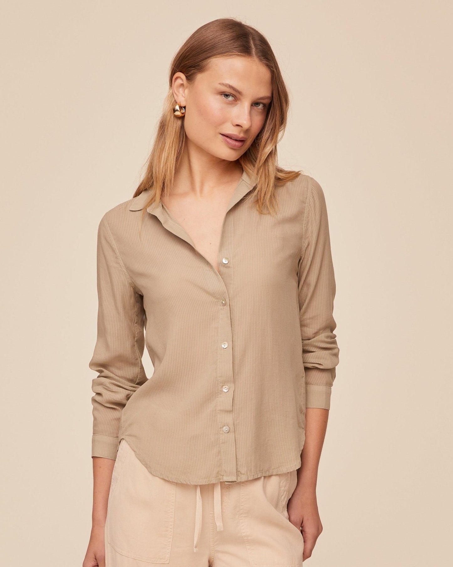 Bella Dahl Classic Rib Button Down Shirt - Misty Fern
