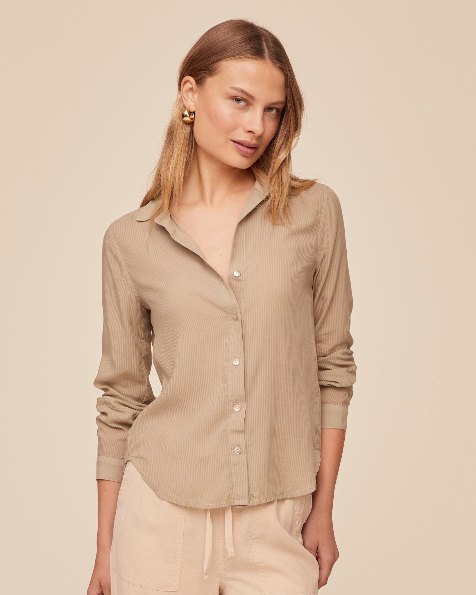 Bella Dahl Classic Rib Button Down Shirt - Misty Fern