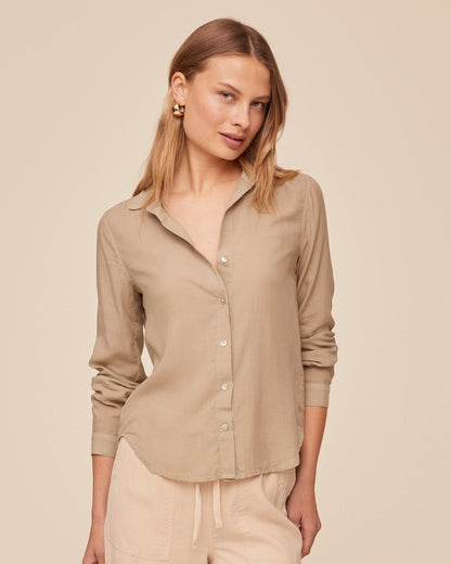 Bella Dahl Classic Rib Button Down Shirt - Misty Fern