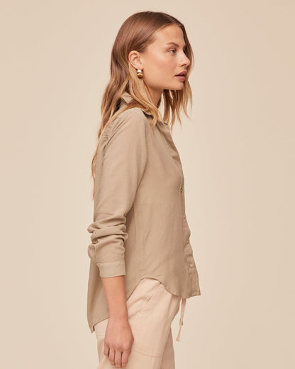 Bella Dahl Classic Rib Button Down Shirt - Misty Fern