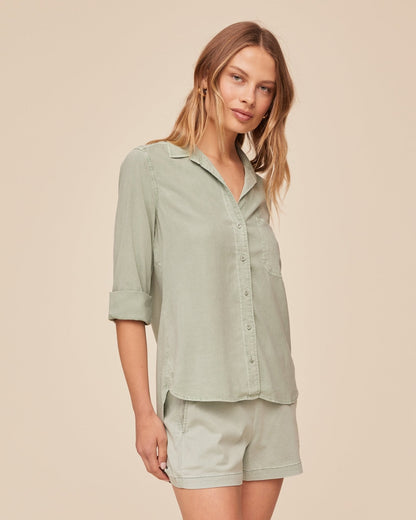Bella Dahl Shirt Tail Button Down - Oasis Green - Bella Dahl