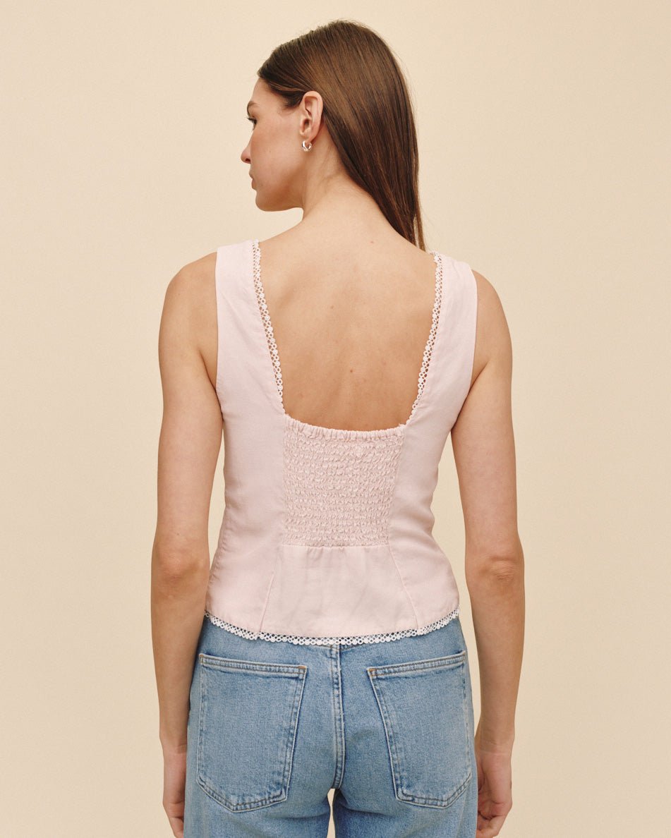 Bella Dahl Fitted Bodice Top With Smock Back - Ballet Pink