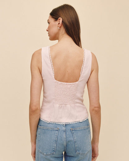 Bella Dahl Fitted Bodice Top With Smock Back - Ballet Pink