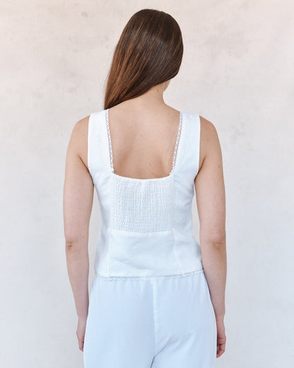 Bella Dahl Fitted Bodice Top With Smock Back - White