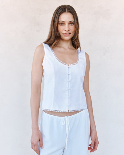 Bella Dahl Fitted Bodice Top With Smock Back - White