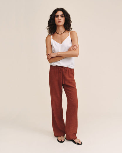Bella Dahl Fray Hem Beach Pant - Red Sand