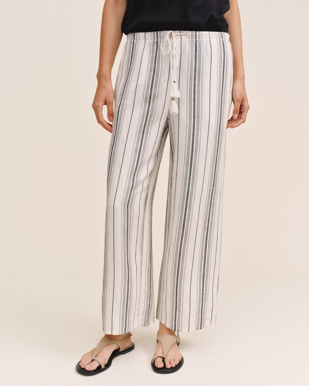 Bella Dahl Tassel Cord Drawstring Crop - Boardwalk Stripe