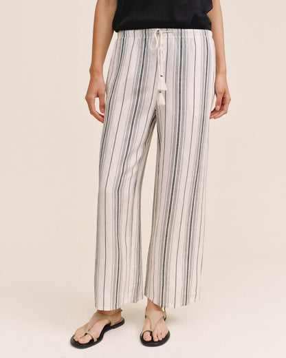 Bella Dahl Tassel Cord Drawstring Crop - Boardwalk Stripe