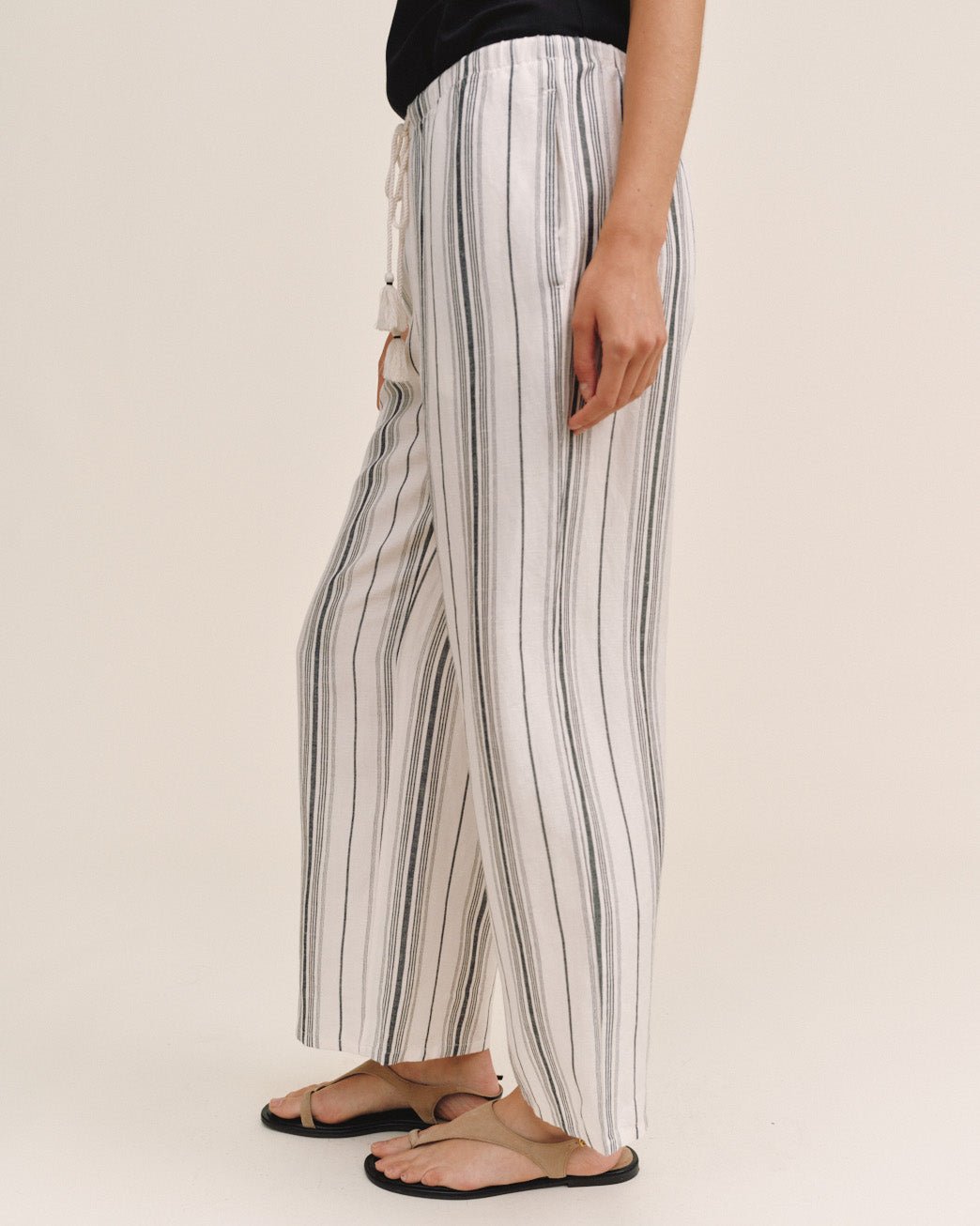 Bella Dahl Tassel Cord Drawstring Crop - Boardwalk Stripe