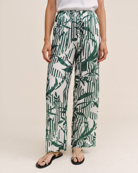 Bella Dahl Wide Leg With Wide Hem - Palm Paradise Print