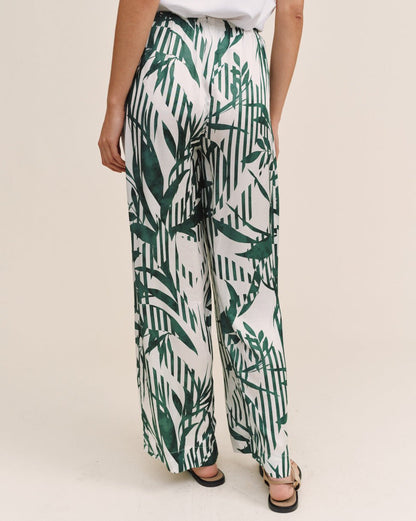 Bella Dahl Wide Leg With Wide Hem - Palm Paradise Print