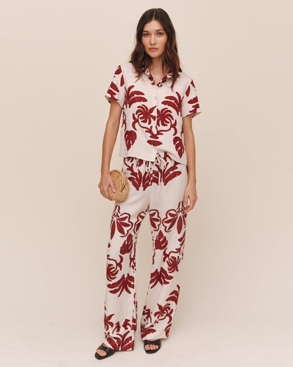 Bella Dahl Wide Leg Beach Pant - Island Damask Print