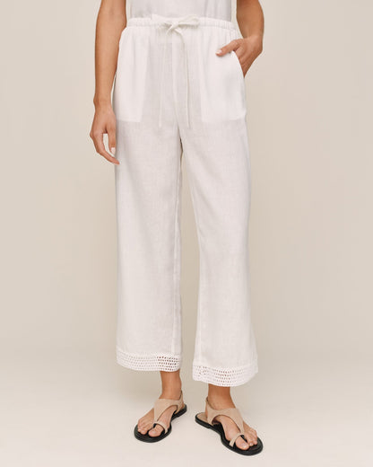 Bella Dahl Crochet Edge Pant - Ivory Sand