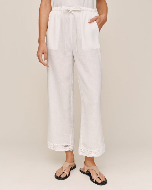 Bella Dahl Crochet Edge Pant - Ivory Sand
