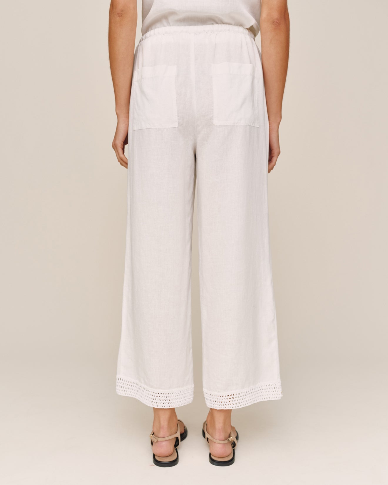 Bella Dahl Crochet Edge Pant - Ivory Sand