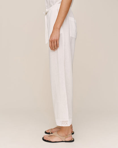 Bella Dahl Crochet Edge Pant - Ivory Sand