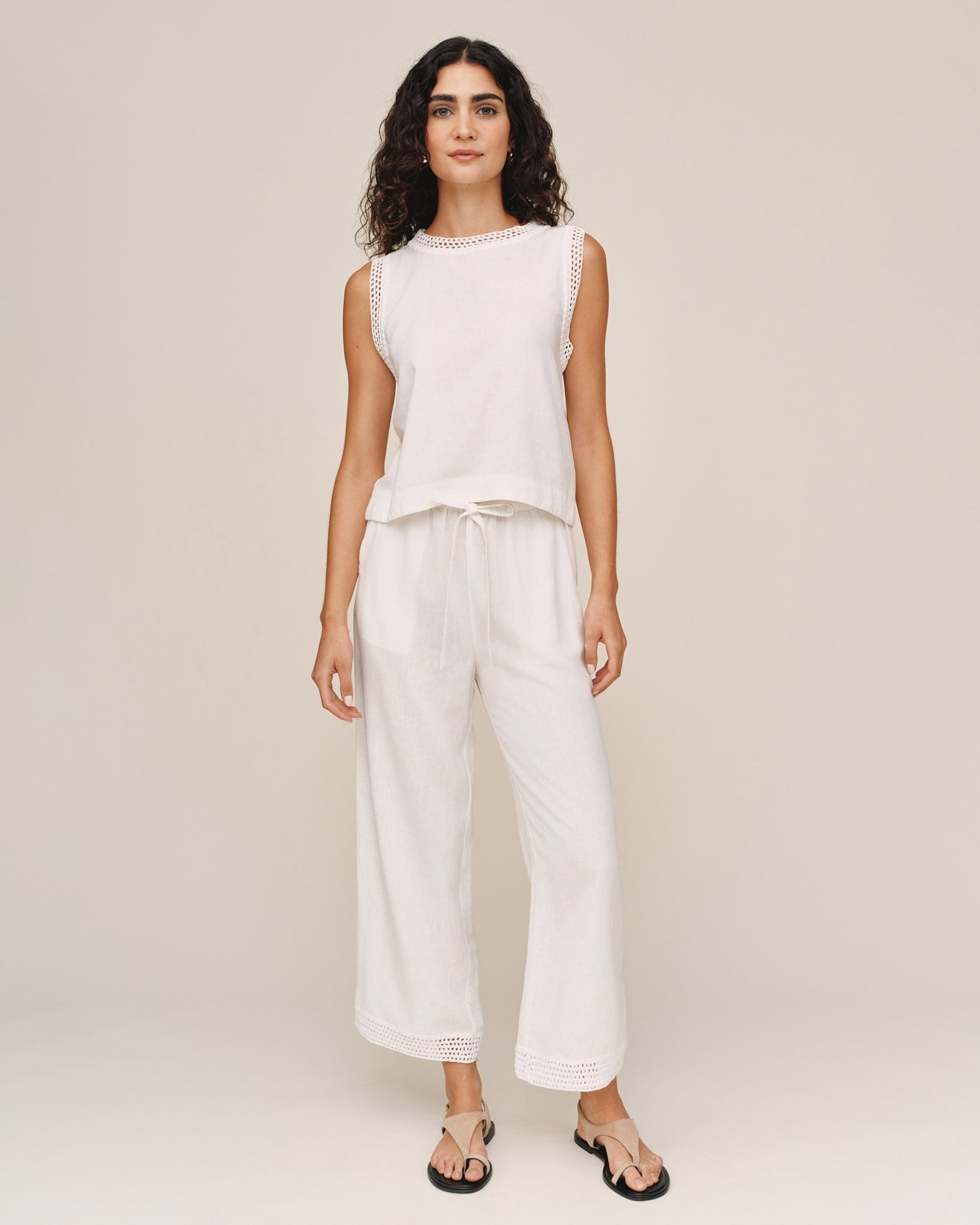 Bella Dahl Crochet Edge Pant - Ivory Sand