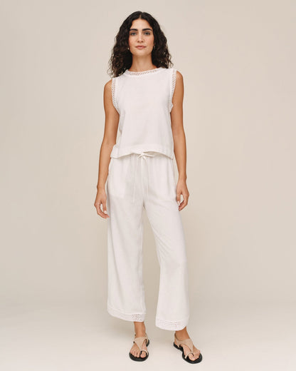 Bella Dahl Crochet Edge Pant - Ivory Sand